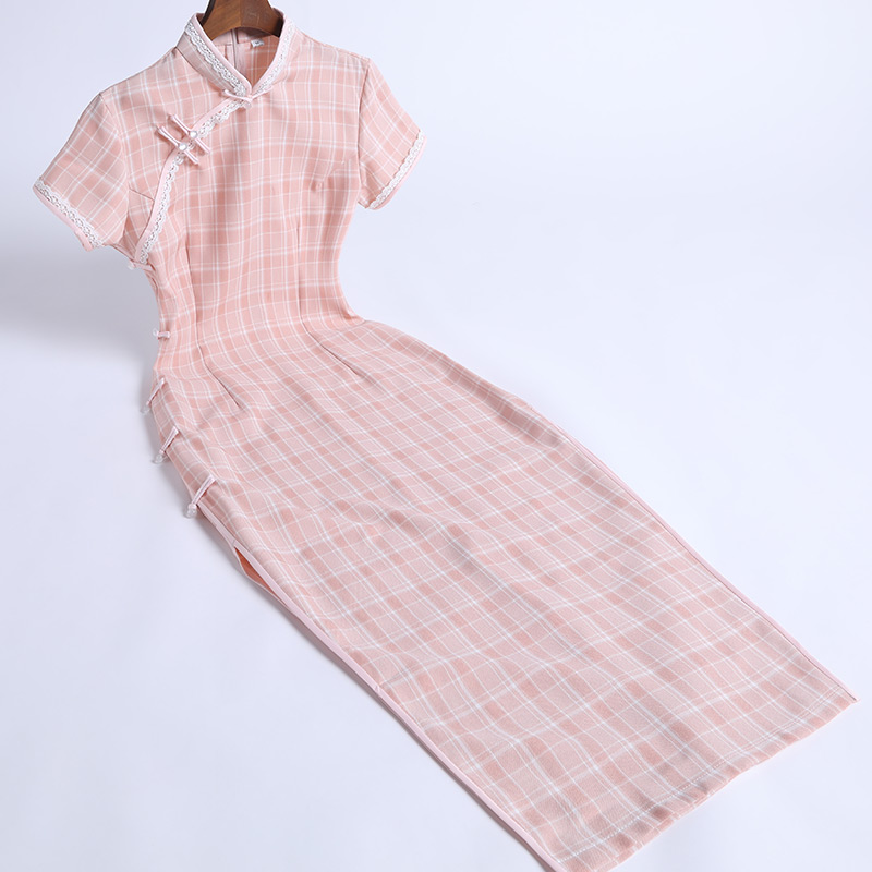  XXL+Pink plaid lace  