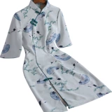 Демисезонное ципао, длинное легкое бархатное платье, 2020 года, китайский стиль, светлый стиль