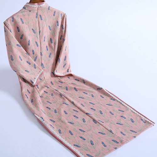 Демисезонное ципао, длинное ретро бархатное платье с рукавами, 2020 года