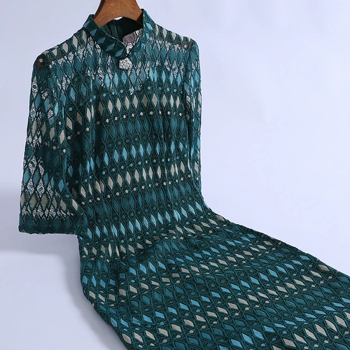 Демисезонное длинное ципао, кружевное ретро платье с рукавами, 2020 года, китайский стиль