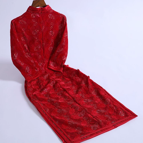 Ципао для невесты, свадебное платье, ретро демисезонное кружевное вечернее платье, 2020 года