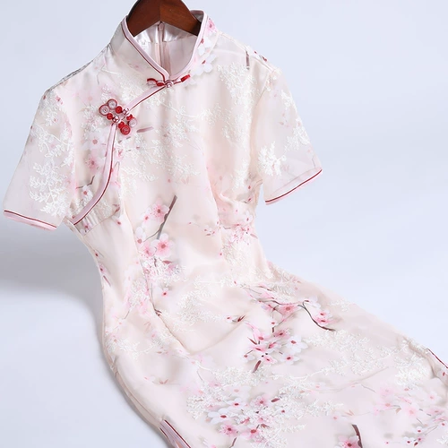 Легкое ципао, ретро розовое милое платье, светлый стиль, подходит для подростков