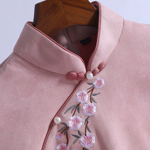 Демисезонное ципао, ретро легкое платье с рукавами, 2020 года, светлый стиль, с вышивкой