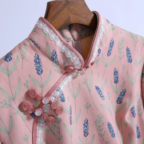 Демисезонное ципао, длинное ретро бархатное платье с рукавами, 2020 года