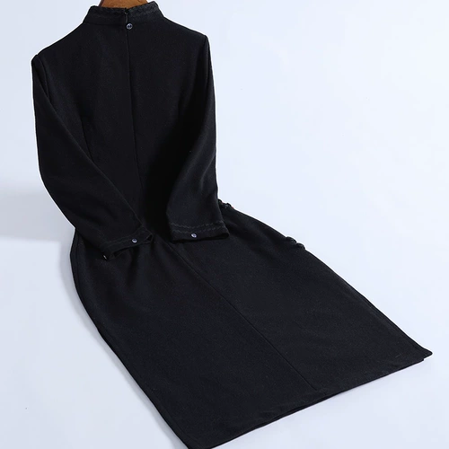 Ципао, ретро приталенное черное винтажное платье, 2020 года, китайский стиль