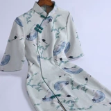 Демисезонное ципао, длинное легкое бархатное платье, 2020 года, китайский стиль, светлый стиль