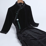 Демисезонное ретро элегантное черное бархатное ципао, 2021 года, китайский стиль