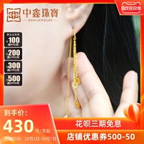 Gold earrings 9999 gold gold coin earrings hook earrings tassel ear hook long wedding gold jewelry