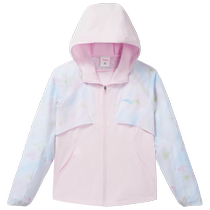 ANTA Childrens Girls Clothing Hooded Jacket Thin 2024 Spring New Big Childrens Running Sports Top Windproof Jacket