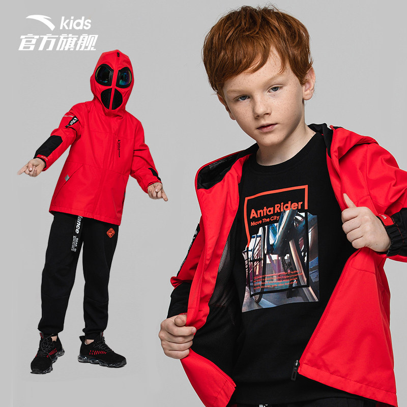 ANTA Kids Kids Boys Coat 2021 Spring Wear New 6-16 Years Old Woven Sports Tops Casual Trench coat