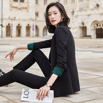 Black blazer women Spring and Autumn loose fashion president temperament hanging high end professional leisure small suit suit suit