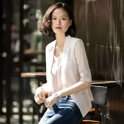 Net red small suit jacket women's thin spring and summer short Korean version of casual Joker suit fashion cotton lace top