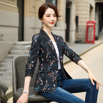 Black flower blazer womens short spring and autumn new Korean version of casual fashion foreign temperament small man suit jacket