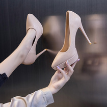 High heels women 2021 New Autumn Spring and Autumn Fashion Net red Joker thin and pointed sexy waterproof table shoes