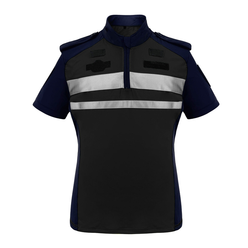 Shanghai Lady Cyclist's Summer Short-Sleeved Duty Uniform, Moisture-Wicking and Sweat-Wicking Black Motorcycle Reflective Top with Logo Shanghai Lady Cyclist's Summer Short-Sleeved Duty Uniform, Moisture-Wicking and Sweat-Wicking Black Motorcycle Reflective Top with Logo