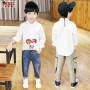 Missiguo boy áo dài tay cotton mùa xuân và mẫu mùa thu quần áo trẻ em mỏng sơ mi trẻ em phiên bản Hàn Quốc của chàng trai lớn - Áo sơ mi áo sơ mi cho bé gái 12 tuổi