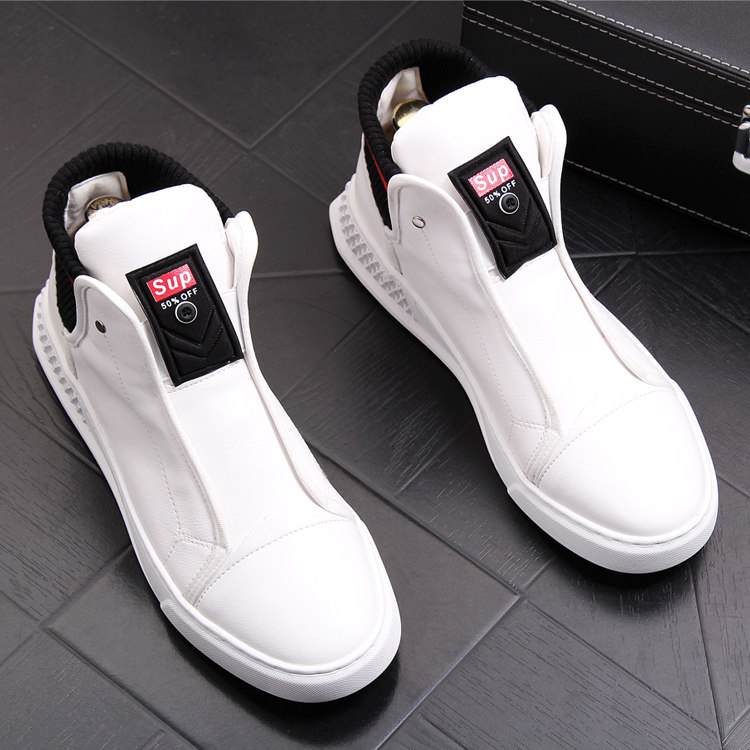 Men's fashion high cylinder board shoes thick bottom set foot cowboy boots Inron wind 100 hitch casual midcylinder men's shoes youth short boots