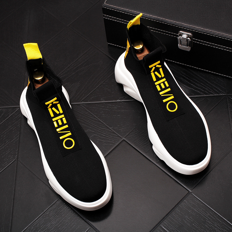 New men's boots in Europe and America Thick Bottom Interior Heightening Knit Socks Shoes Boomer Personality High Cylinder Board Shoes Breathable Cowboy Boots