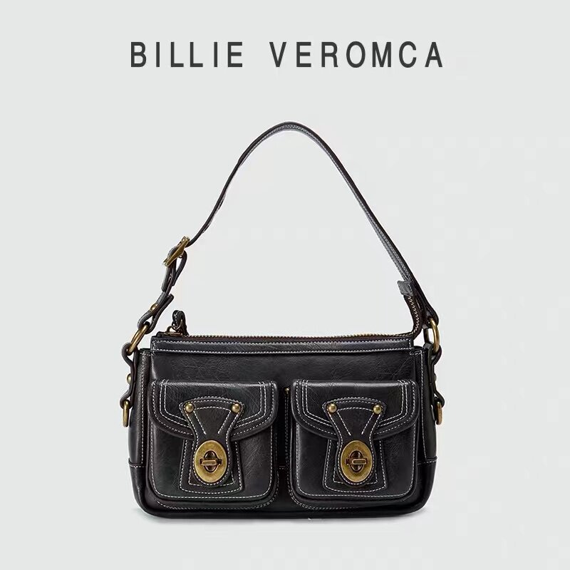Billie Veromca official authorized double pocket armpit bag retro commuter bag new ins large capacity bag