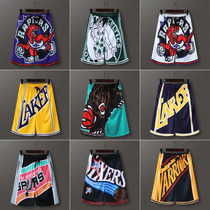 Raptors five-point pants Lakers Grizzlies fitness running training loose knee men and women retro basketball shorts