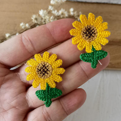 Knitted woolen fabric, sunflower yellow flower, diy material, sweater, sweater decoration, patch, accessory