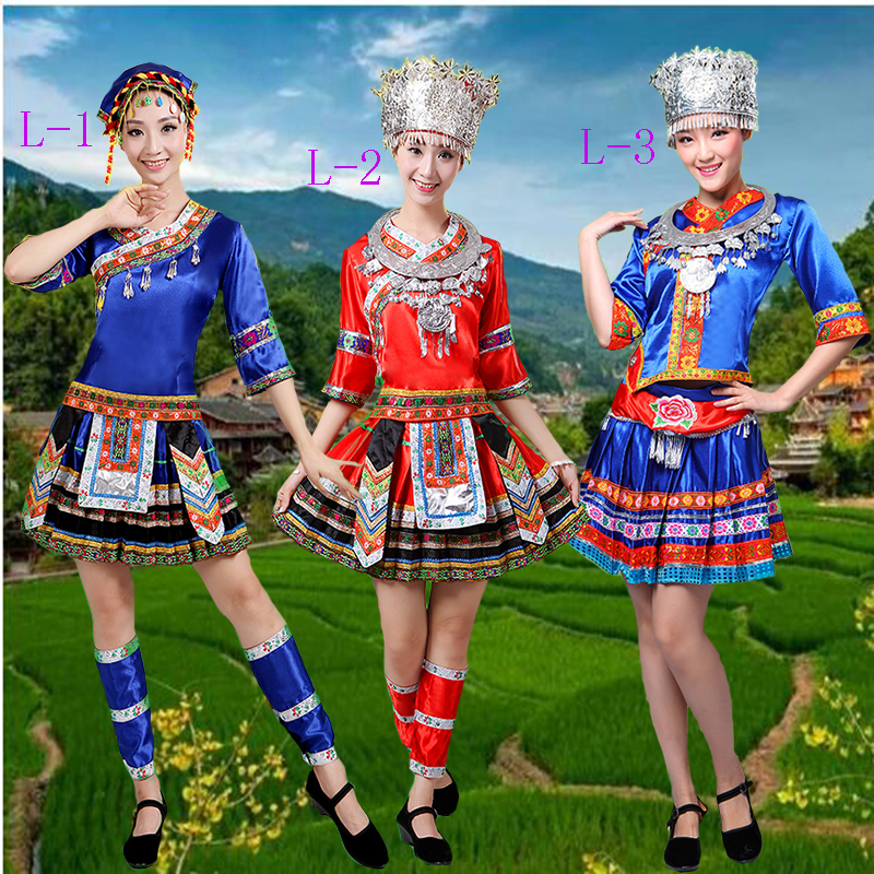 Ethnic minority performances garments female Yunnan Miao family Yi ethnic Yi Zhuang dance skirt Hani ethnic Buyi ethnic group