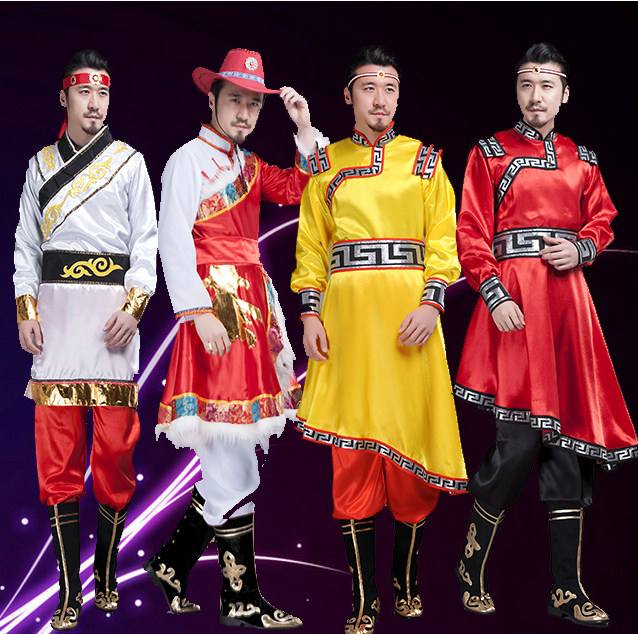 Mongolian dance costumes male Mongolian costumes adult stage costumes Xinjiang Uyghur Bai Tibetan national costumes