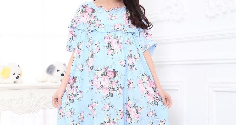 Mùa hè phụ nữ lỏng lẻo kích thước lớn ngắn- tay nightdress chất béo mm200 kg phụ nữ mang thai tăng chất béo bông bông nhà đồ ngủ