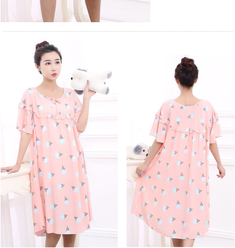 Mùa hè phụ nữ lỏng lẻo kích thước lớn ngắn- tay nightdress chất béo mm200 kg phụ nữ mang thai tăng chất béo bông bông nhà đồ ngủ