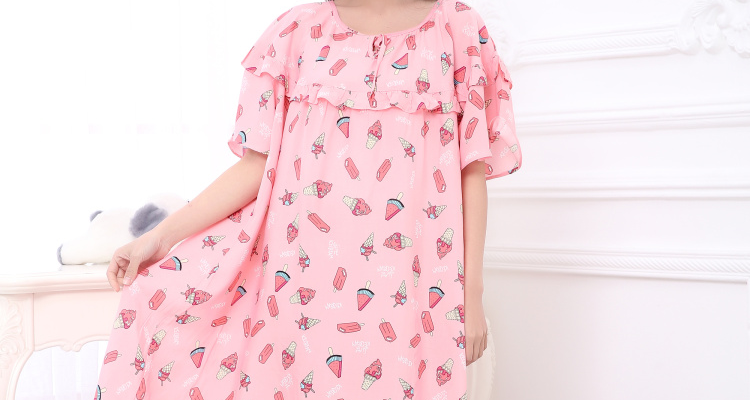 Mùa hè phụ nữ lỏng lẻo kích thước lớn ngắn- tay nightdress chất béo mm200 kg phụ nữ mang thai tăng chất béo bông bông nhà đồ ngủ