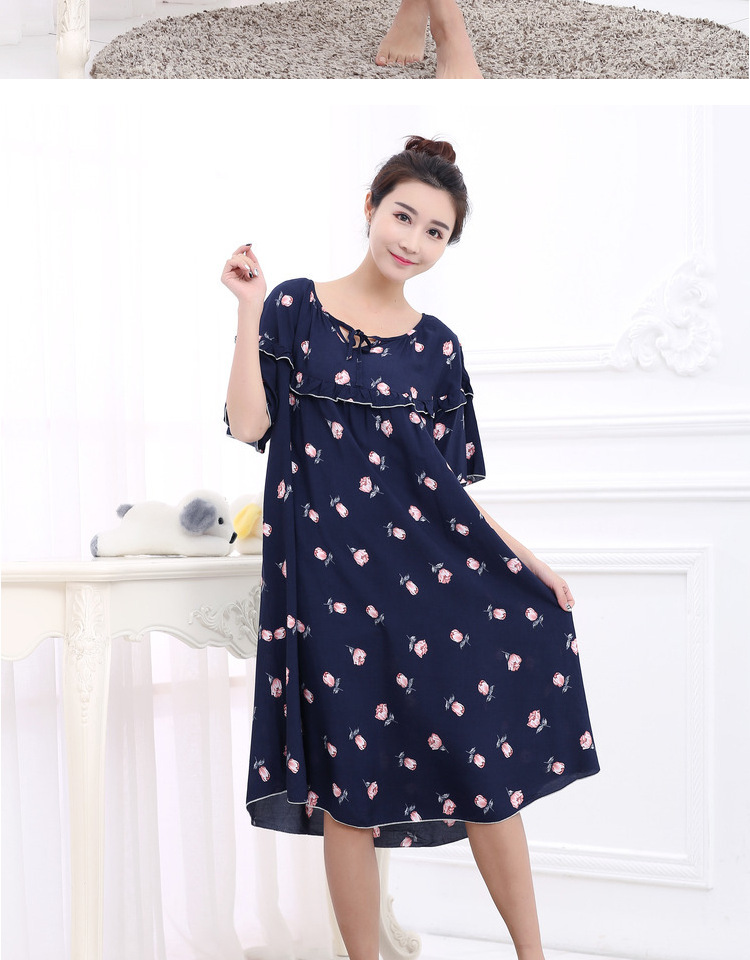 Mùa hè phụ nữ lỏng lẻo kích thước lớn ngắn- tay nightdress chất béo mm200 kg phụ nữ mang thai tăng chất béo bông bông nhà đồ ngủ