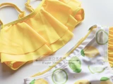 Свежий лимонный желтый купальник, регулируемые дизайнерские бретели, 5-14 лет
