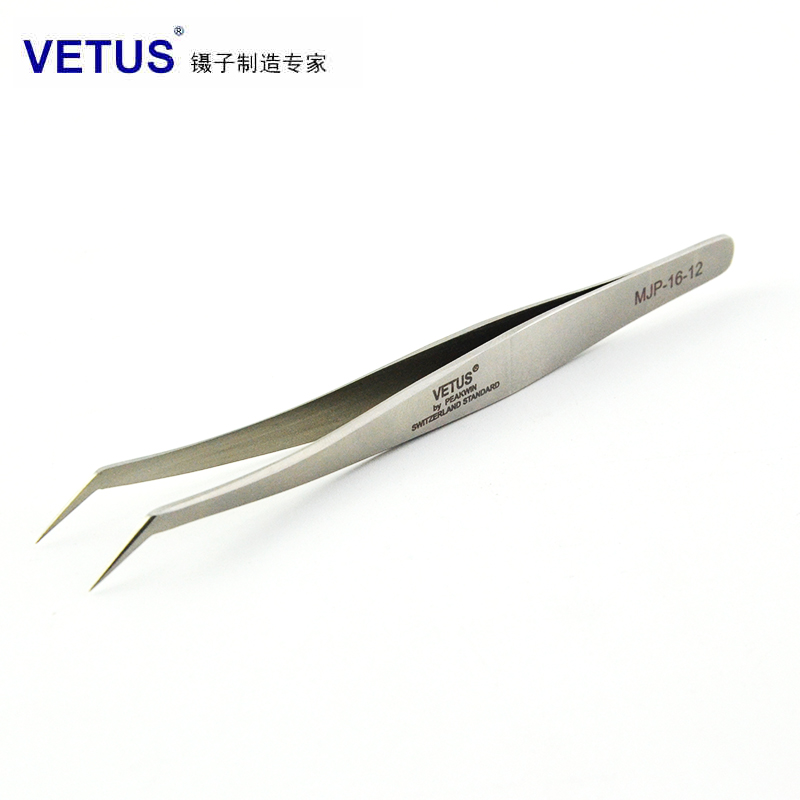 VETUS tweezers stainless steel pointed tweezers flowering beauty eyelashes planting tweezers MJP-16-12