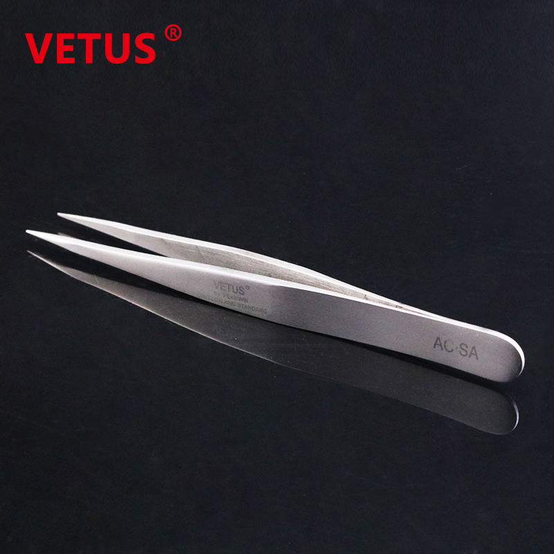 VETUS tweezers Extra hard and thick precision anti-magnetic acid and alkali resistant stainless steel pointed tweezers AC-SA