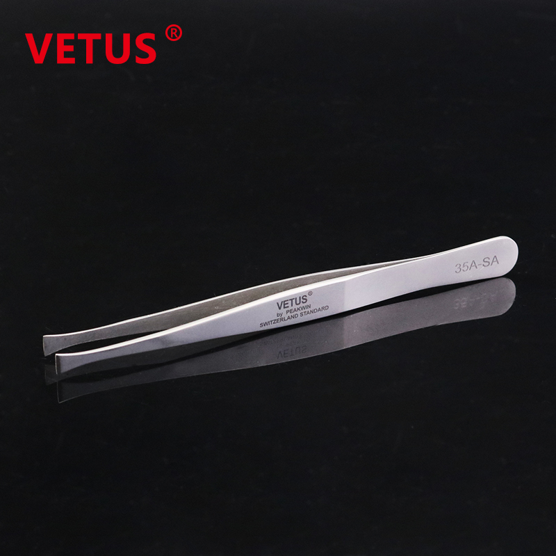 VETUS tweezers high-precision anti-magnetic acid-resistant stainless steel flat mouth tweezers stamp tweezers 35A-SA