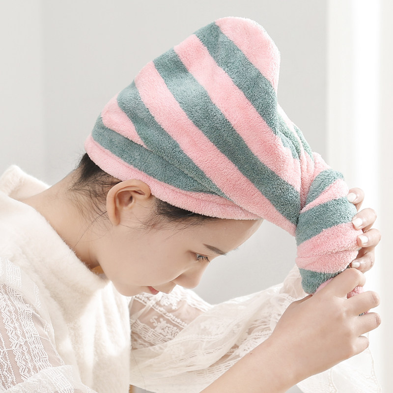 2 dry hair caps artifact water absorption quick drying women's bag turban headscarf shower cap towel Cute hair wipe dry hair towel