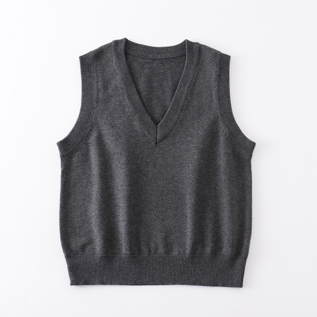 Basic v-neck pullover JK sweater uniform vest vest sleeveless thin solid color women sweater in stock