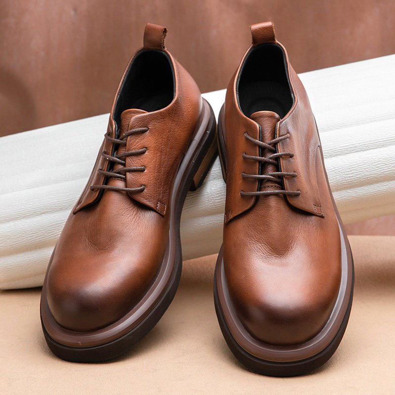 Genuine Leather Martin Boots for Men, Low-Top 2026 New Style, Brown Work Leather Shoes, Men's Shoes for Spring and Summer, British Style, First Layer Cowhide Shoes