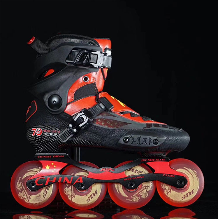 JU-F Hurricane Sky Dove Carbon Fiber Flat Flower Shoes Children Training Professional Straight Row KSJ Wheels Skating Shoes Flowers Style Shoes