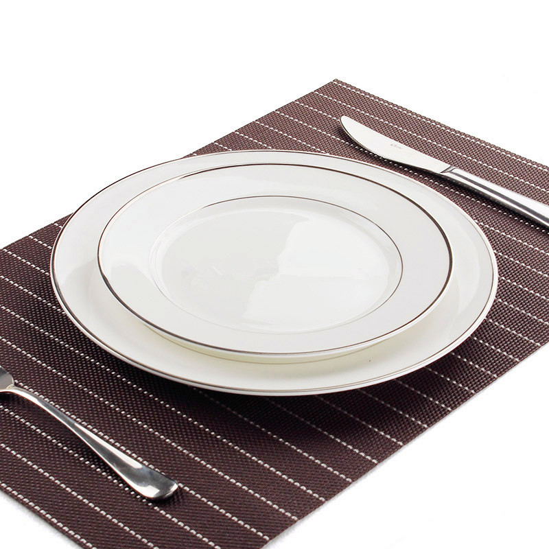 6 inch 8 inch 10 inch silver edge flat plate Western plate Steak plate Hotel household tableware Fruit plate Dumpling plate