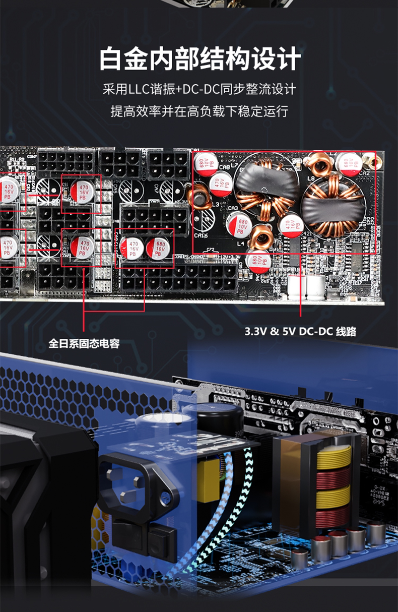 Электропитание для ПК 艾湃电竞a650w/750w/850w金牌全模组桌上型电脑电脑主机白色电源1000w Apexgaming