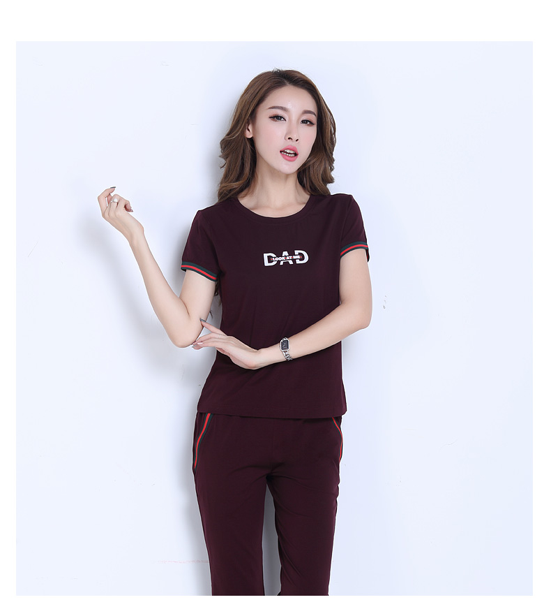 Bilic 2019 hè giản dị phù hợp với thời trang Bộ đồ thể thao Hàn Quốc nữ mùa hè tay ngắn thể thao hai bộ thủy triều - Thể thao sau bộ quần áo thể thao nữ