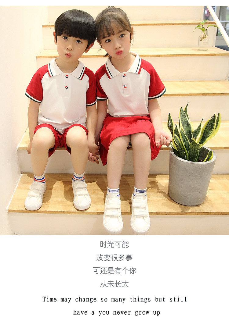 Quần áo mẫu giáo mùa hè ngắn tay phù hợp với trẻ em đồng phục học sinh tùy chỉnh dịch vụ lớp tiểu học và trung học - Đồng phục trường học / tùy chỉnh thực hiện áo thun đồng phục đẹp cho bé