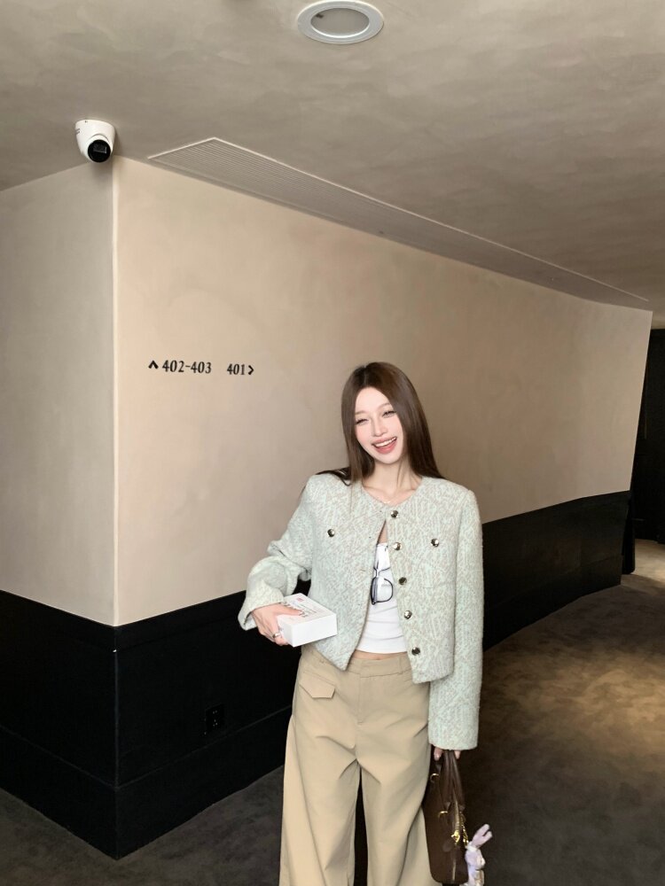 Короткое шерстяное пальто, осенняя куртка, лонгслив, в стиле Шанель, изысканный стиль, оверсайз для возраста 