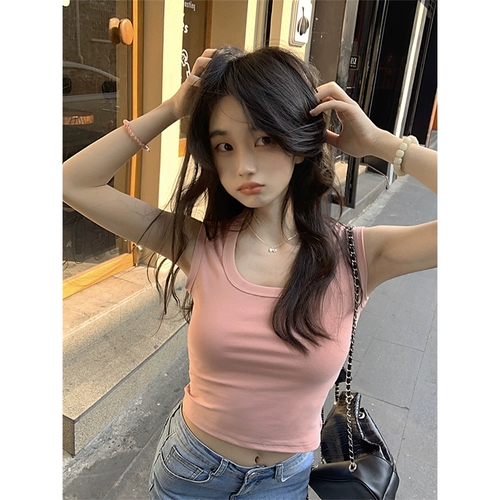 Цветной осенний приталенный короткий топ с чашечками, в корейском стиле