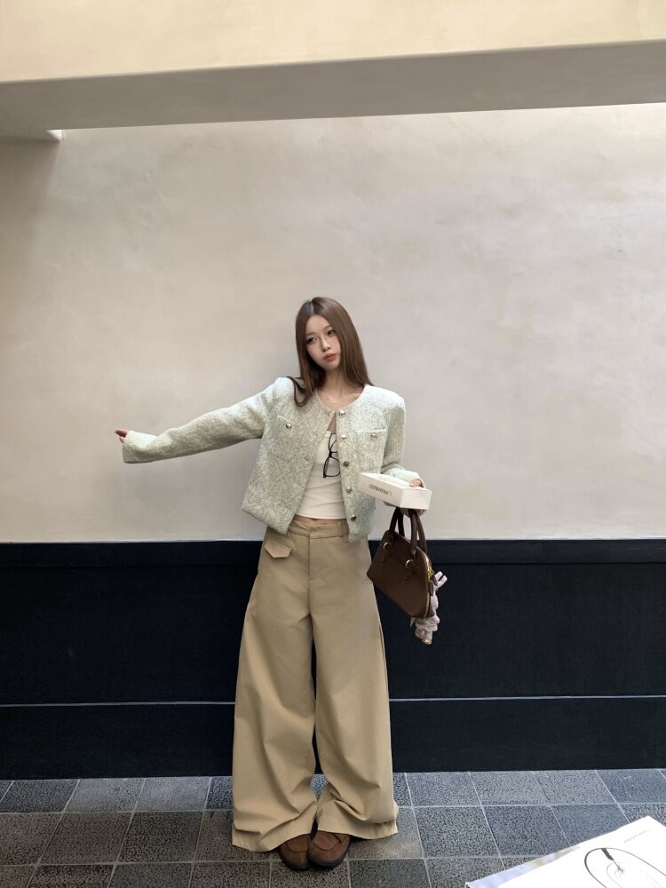 Короткое шерстяное пальто, осенняя куртка, лонгслив, в стиле Шанель, изысканный стиль, оверсайз для возраста 