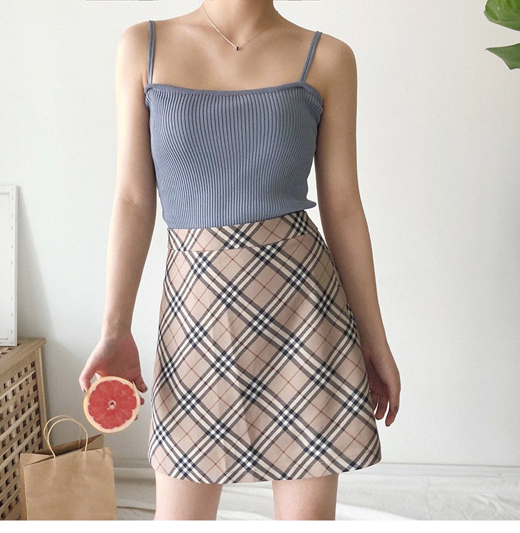 Mùa thu nữ phiên bản Hàn Quốc của áo len mỏng, quần lọt khe hai dây thun bên ngoài mặc áo sơ mi ngắn áo sát nách