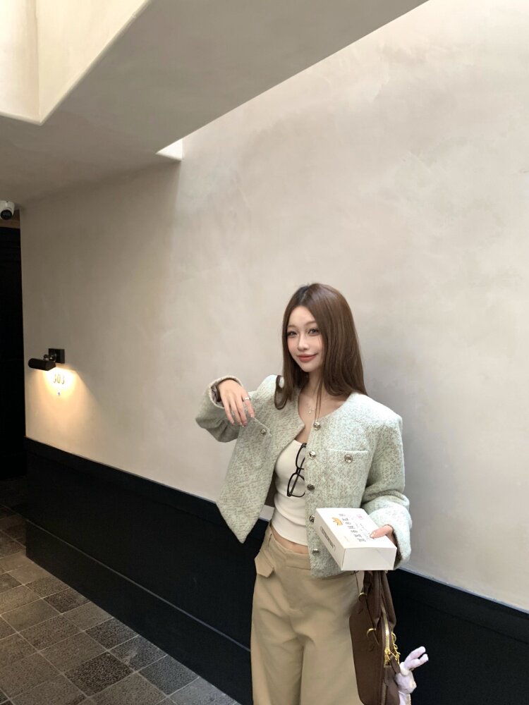 Короткое шерстяное пальто, осенняя куртка, лонгслив, в стиле Шанель, изысканный стиль, оверсайз для возраста 