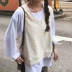 Áo khoác mùa xuân đa năng không tay rộng Hàn Quốc áo vest cổ chữ V vest vest sinh viên áo khoác nữ dài tay - Áo vest Áo vest