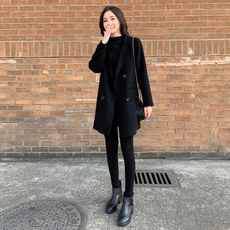 Great coat of clothes for the long version 2022 autumn and winter new loose in the big coat and small subHepburn black fur coat